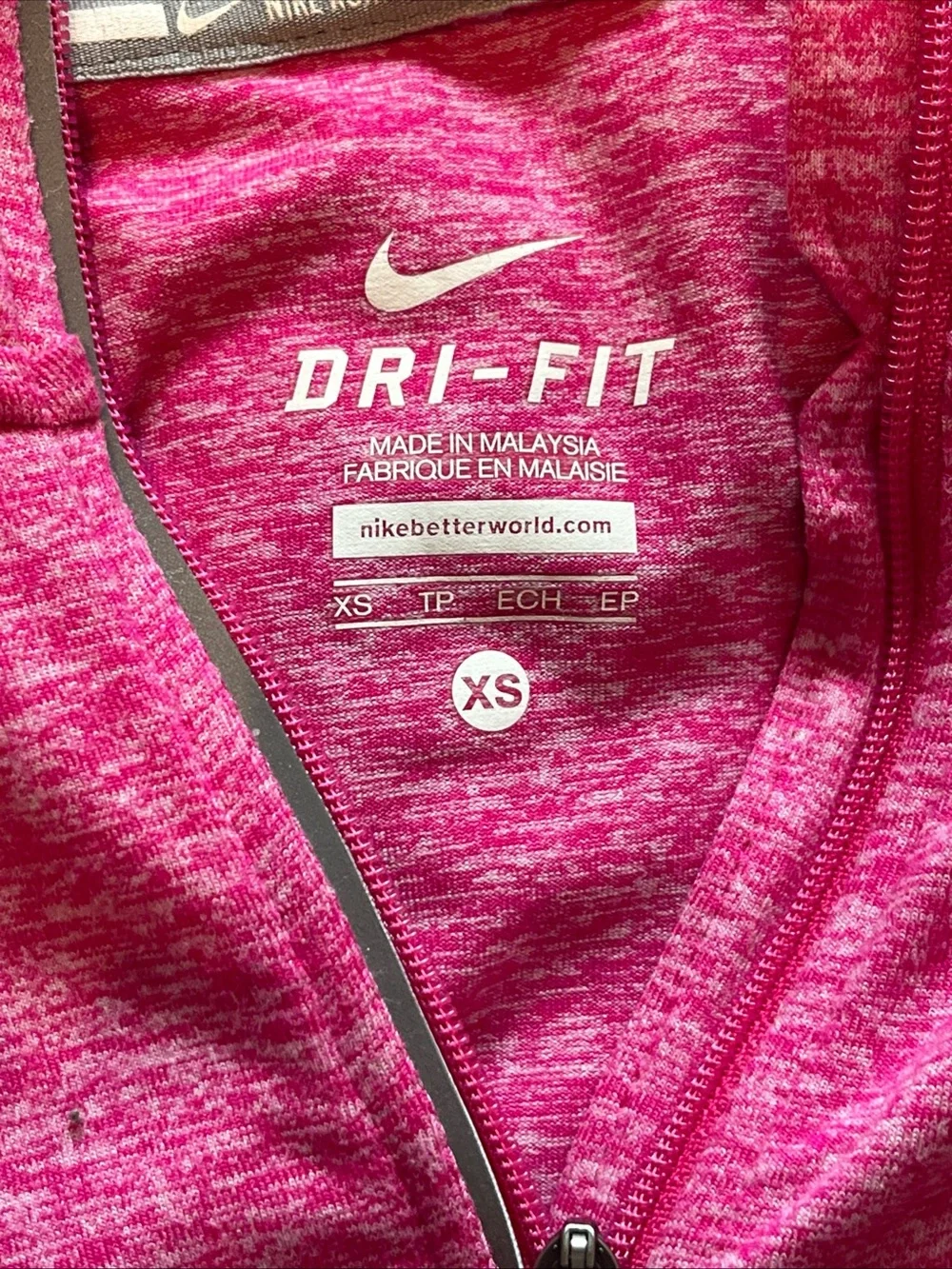 Women’s Nike Long Sleeve 1/4 Zip Pink Stretch Pullover XS Workout Thumb Holes